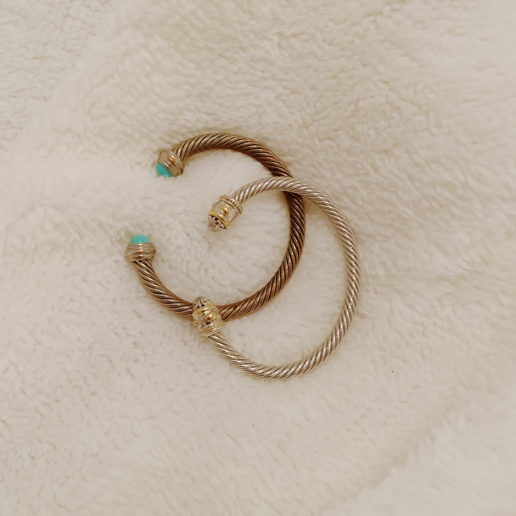 Cable Bangle Bracelets Silver